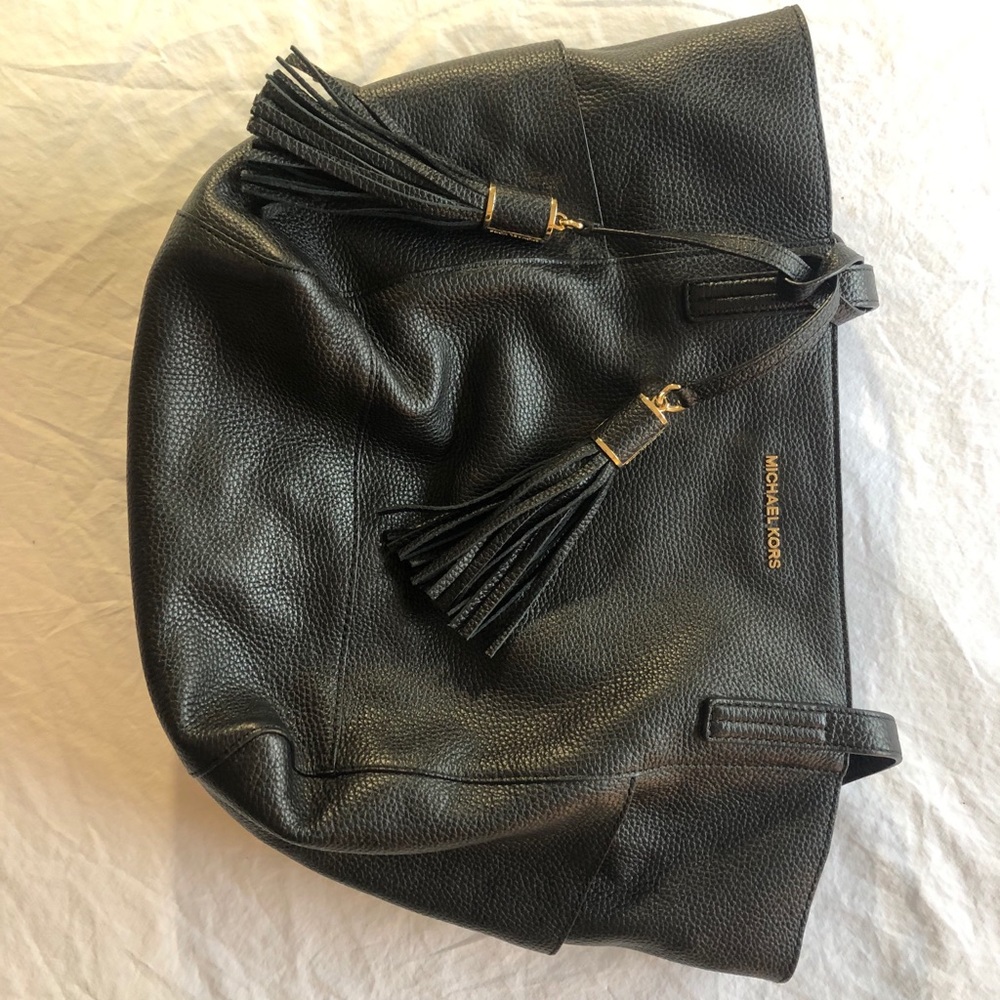 Michael Kors Black Leather Tote.